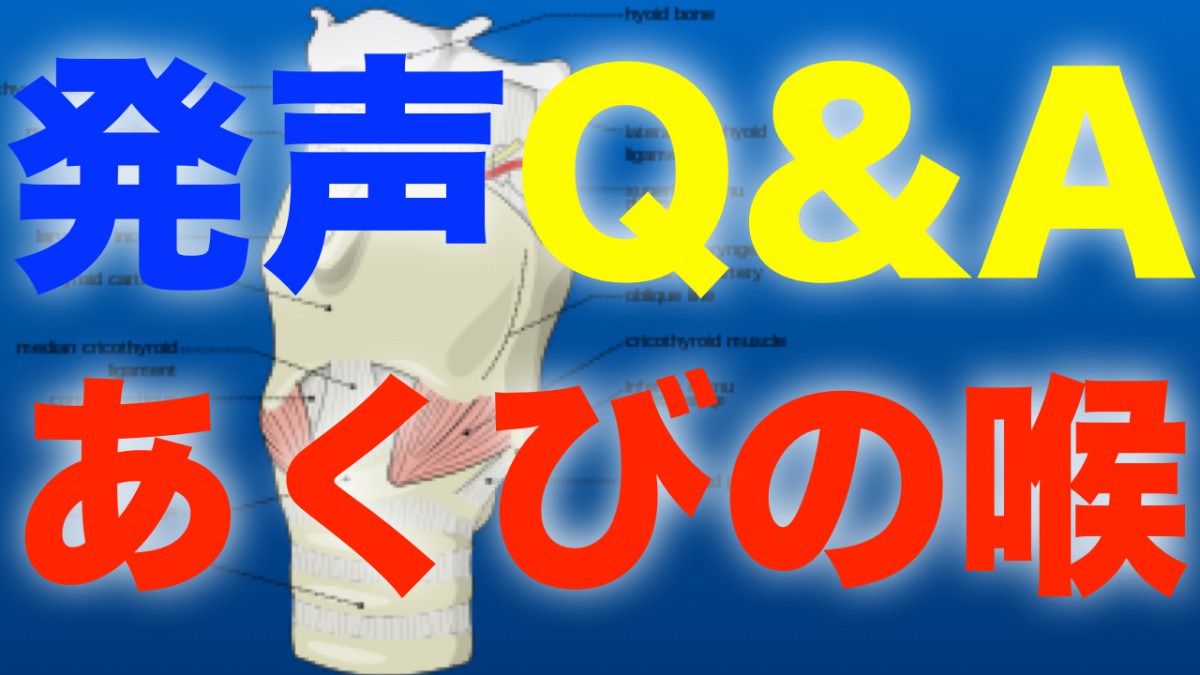 発声Q&A：「常に」喉を（開くことあくびの喉）意識し過ぎて、引き下げ筋？がよく筋肉痛になるんですが